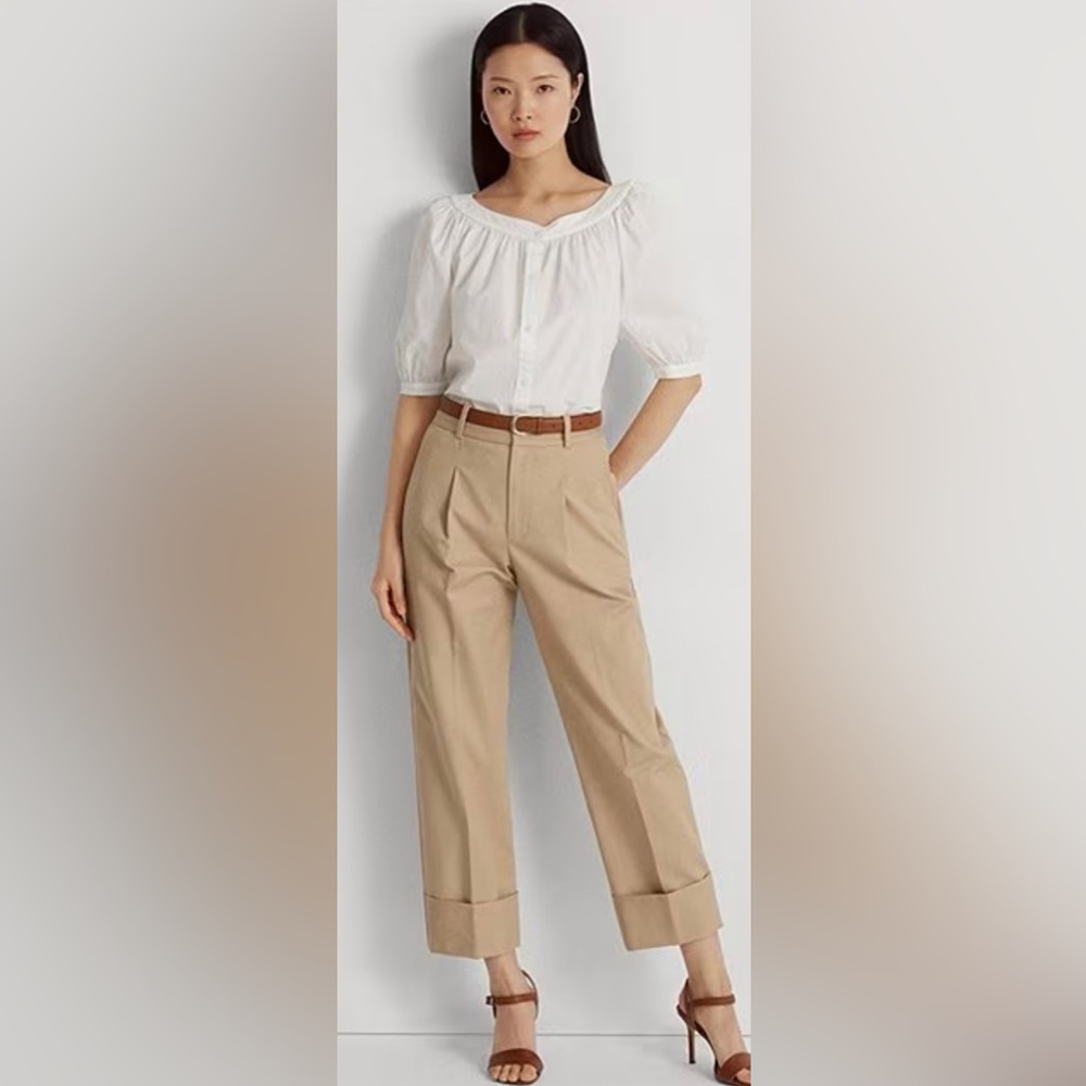 Lauren Ralph Lauren Double-Faced Stretch Cotton Ankle Pants - Picture 5 of 5